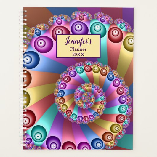 Mooie Regenboog Kleuren Abstracte Fractal Art Naam Planner (Voorkant)