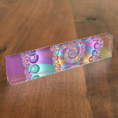 Mooie Regenboog Kleuren Abstracte Fractal Art Naambordje (Zijkant)