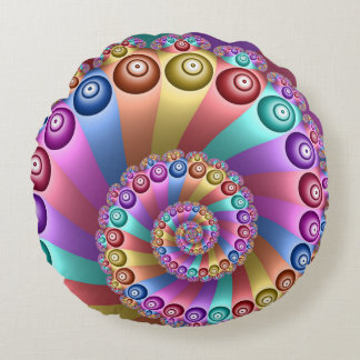 Mooie Regenboog Kleuren Abstracte Fractal Art Rond Kussen