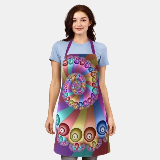 Mooie Regenboog Kleuren Abstracte Fractal Art Schort (Gedragen)