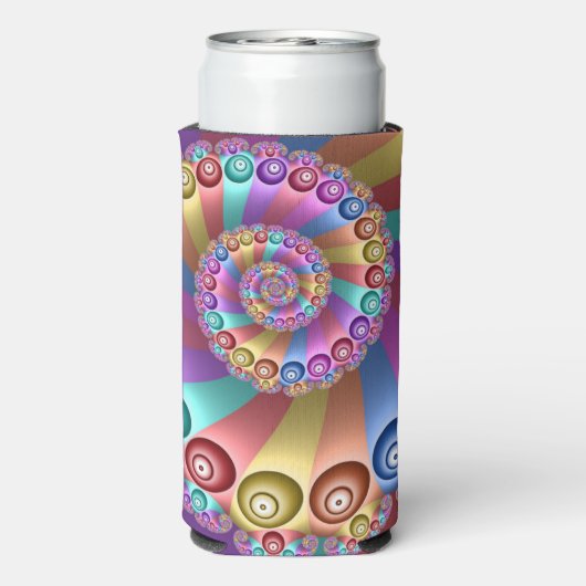 Mooie Regenboog Kleuren Abstracte Fractal Art Seltzer Blikjeskoeler (Seltzer Achterkant)