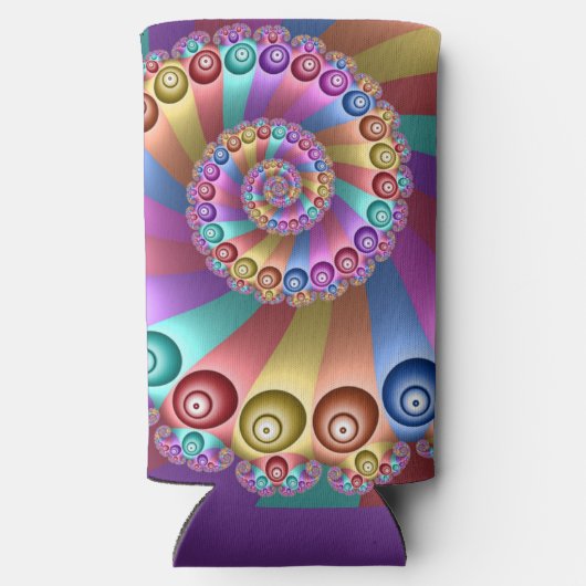 Mooie Regenboog Kleuren Abstracte Fractal Art Seltzer Blikjeskoeler (Achterkant)