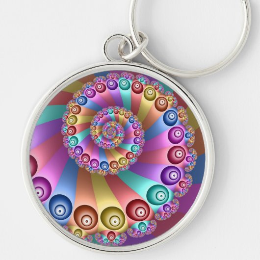 Mooie Regenboog Kleuren Abstracte Fractal Art Sleutelhanger (Voorkant)