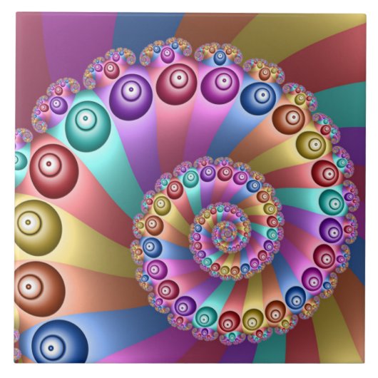 Mooie Regenboog Kleuren Abstracte Fractal Art Tegeltje (Voorkant)