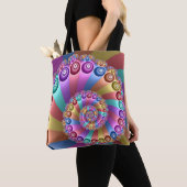 Mooie Regenboog Kleuren Abstracte Fractal Art Tote Bag (Dichtbij)