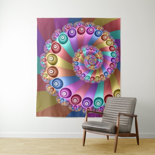 Mooie Regenboog Kleuren Abstracte Fractal Art Wandkleed (In situ)