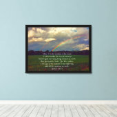 Mooie Regenboog met Bijbelvers Canvas Afdruk (Insitu (Houten vloer))