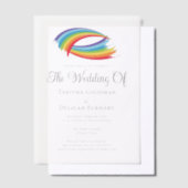 Mooie regenboog moderne LGBTQ bruiloft Vellum Uitnodigingen (Offset)