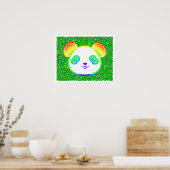 Mooie Regenboog Panda Beer Op Bladachtergrond Poster (Keuken)