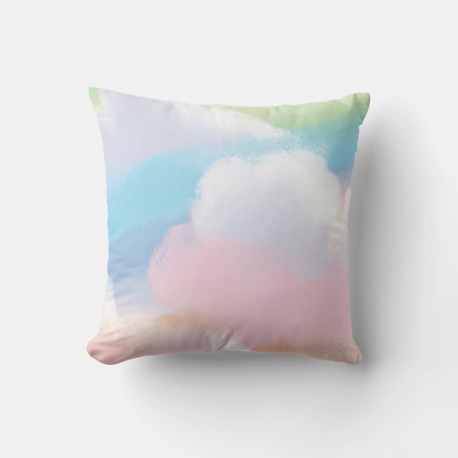 Mooie regenboog pastelwolken kussen (Voorkant)