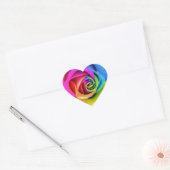 Mooie Regenboog Roos Bloem Hart Sticker (Envelop)