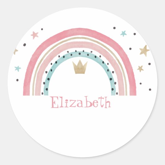 Mooie Regenboog Sterren Ronde Sticker (Voorkant)