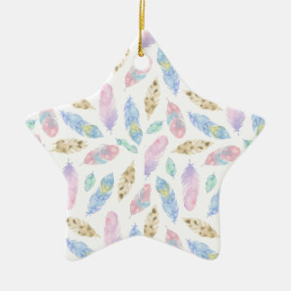Mooie regenboog veren waterverf patroon keramisch ornament