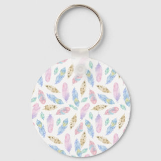 Mooie regenboog veren waterverf patroon sleutelhanger