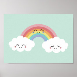 Mooie Regenboog Wolken Kinderkamer Poster Print