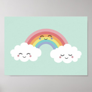 Mooie Regenboog Wolken Kinderkamer Poster Print