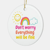 Mooie regenboog, zon en wolk keramisch Ornament (Links)