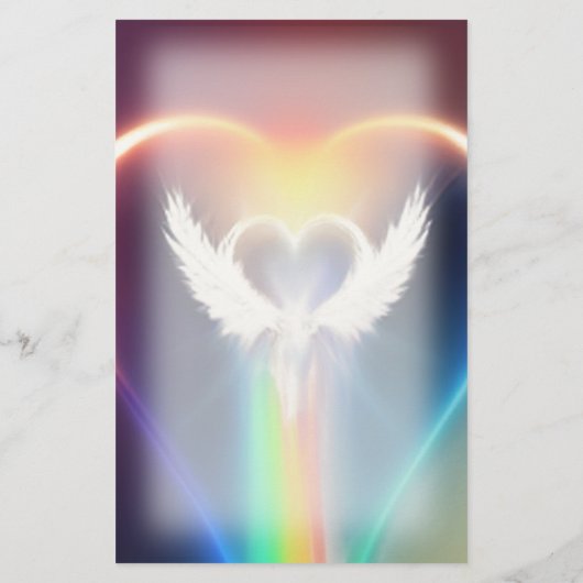 Mooie regenboogengel Wings Monogram Stationery Briefpapier (Achterkant)