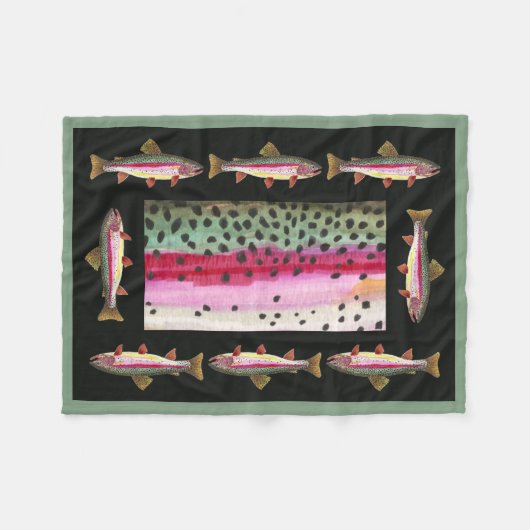 Mooie regenboogforel vliegen fleece deken (Voorkant (Horizontaal))