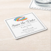 Mooie Regenbooggolven LGBT Save the Date Kartonnen Onderzetters (Schuin)