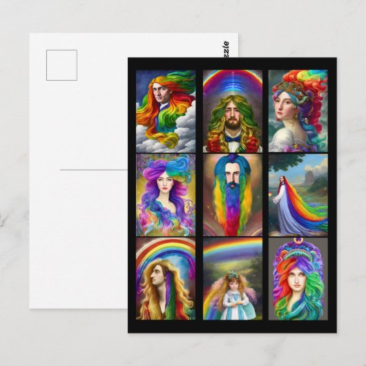 Mooie regenbooghaar Mensen portretteren fantasie Briefkaart (Voorkant / Achterkant)