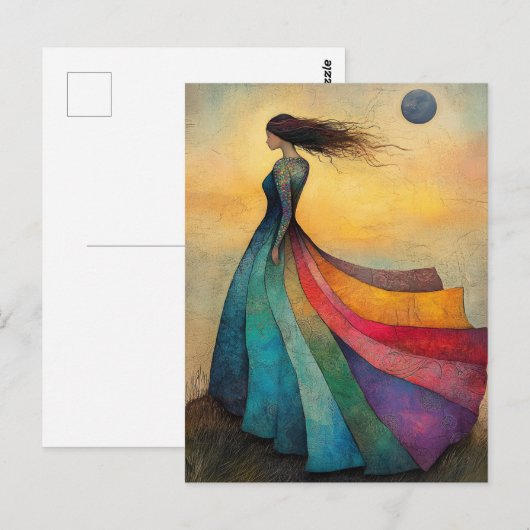 Mooie regenboogjurk briefkaart (Voorkant / Achterkant)