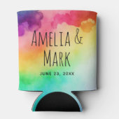 Mooie regenboogkleuren Abstract ontwerp-huwelijk Blikjeskoeler (Achterkant)