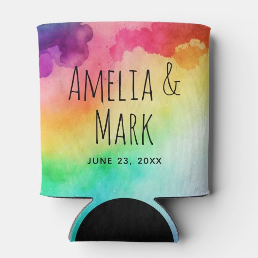 Mooie regenboogkleuren Abstract ontwerp-huwelijk Blikjeskoeler (Achterkant)