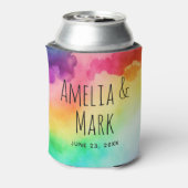 Mooie regenboogkleuren Abstract ontwerp-huwelijk Blikjeskoeler (Blikje Achterkant)