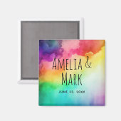 Mooie regenboogkleuren Abstract ontwerp-huwelijk Magneet (Voorkant / Achterkant)