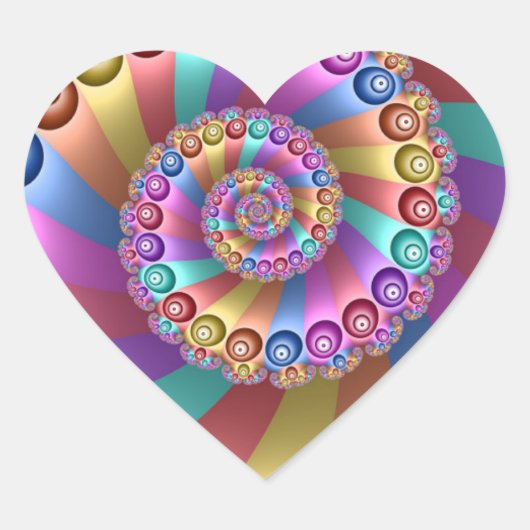 Mooie Regenboogkleuren Abstracte Fractale Kunst Hart Sticker (Voorkant)