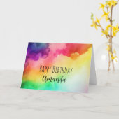 Mooie Regenboogkleuren Abstracte Ontwerp Verjaarda Kaart (Gele Bloem)