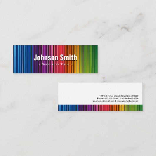 Mooie regenboogkleuren - hedendaagse kleurrijke kl mini visitekaartje (Voorkant / Achterkant)