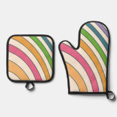Mooie regenboogkleuren ovenwant & pannenlap set (Voorkant)
