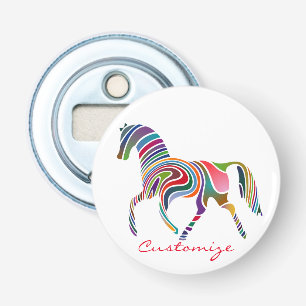Mooie regenboogkleurpaard Thunder_Cove Button Flesopener