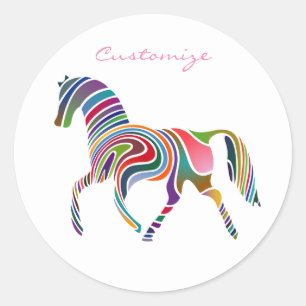 Mooie regenboogkleurpaard Thunder_Cove Ronde Sticker