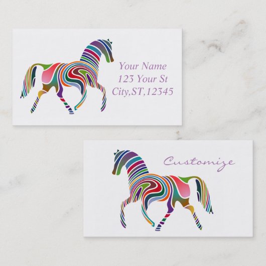 Mooie regenboogkleurpaard Thunder_Cove Visitekaartje (Voorkant / Achterkant)