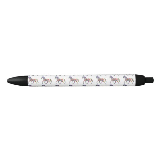Mooie regenboogkleurpaard Thunder_Cove  Zwarte Inkt Pen (Voorkant)