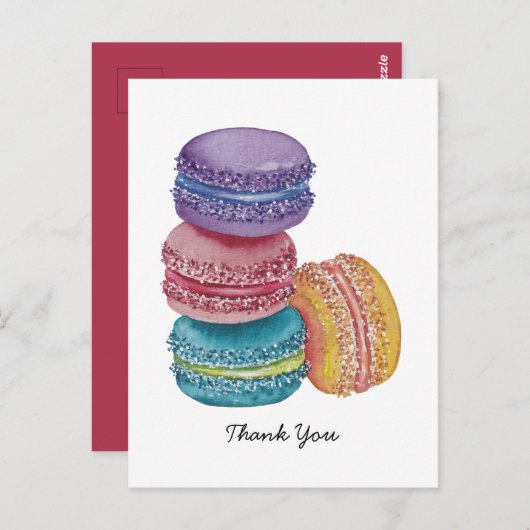 Mooie regenboogmacarons in waterverf briefkaart (Voorkant / Achterkant)