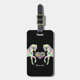 Mooie regenboogpaarden en -hart bagagelabel