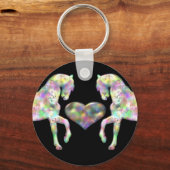 Mooie regenboogpaarden en -hart sleutelhanger (Voorkant)