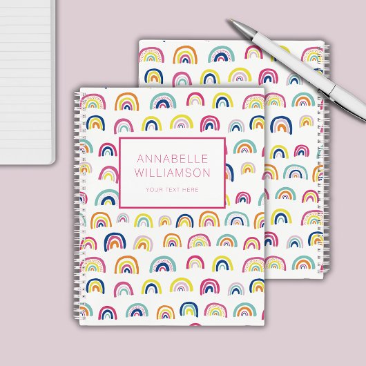 Mooie regenboogpatroon aangepaste naam notitieboek
