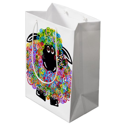 Mooie regenboogschaap van de familie medium cadeauzakje (Achterkant Gekanteld)