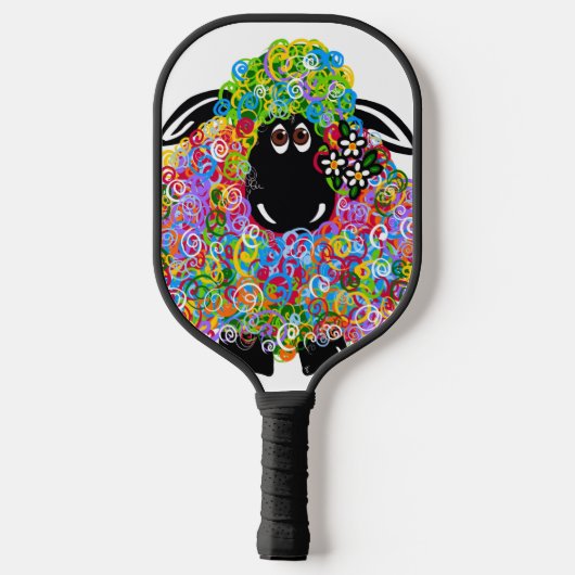 Mooie regenboogschaap van de familie pickleball paddle (Achterkant)