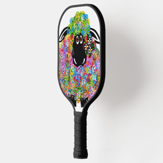 Mooie regenboogschaap van de familie pickleball paddle (Links)