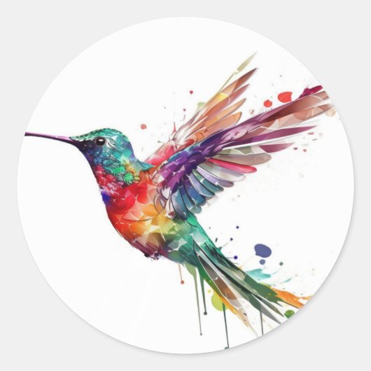 Mooie regenboogvogel met platter-effect ronde sticker (Voorkant)