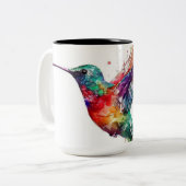 Mooie regenboogvogel met platter-effect tweekleurige koffiemok (Voorkant links)