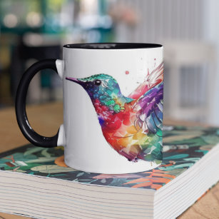 Mooie regenboogvogel met platter-effect tweekleurige koffiemok