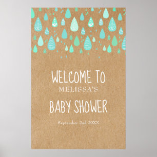 Mooie regendruppels baby shower / strooigruis welk poster