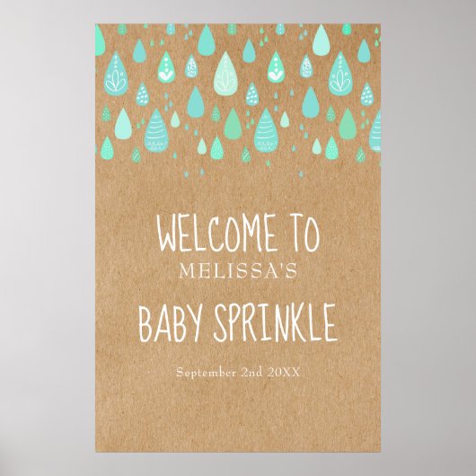 Mooie regendruppels Baby Sprinkle / Shower Boho We Poster (Voorkant)